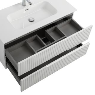 База под раковину Cezares подвесная с двумя выкатными ящиками, Альпака Брашированная, 1000x457x500, DUET-N-1000-2C-SO-AS-P